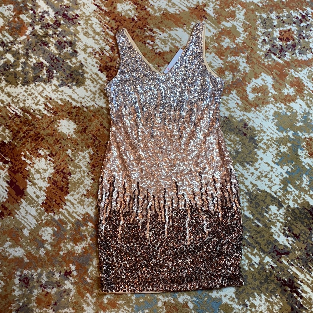 V Neck Sequin Party Dress